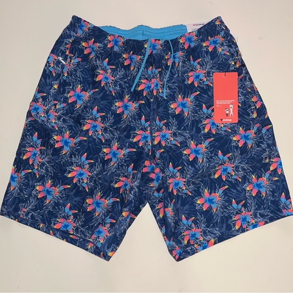 Birddogs Blue and Pink Athletic Shorts Vibrant Floral Design - Picture 2 of 7